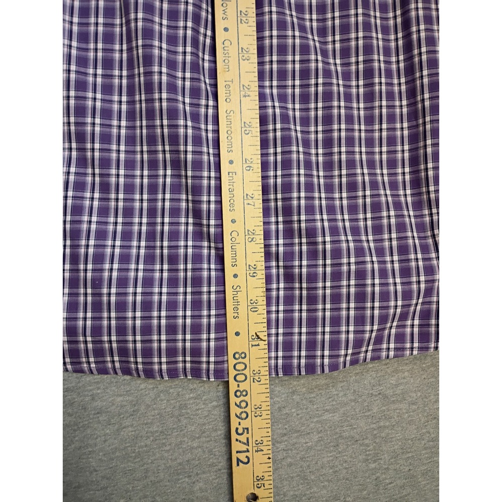 Peter Millar Mens Purple White Plaid Cotton Button Down Shirt Large MF16W37CBL - Picture 9 of 10